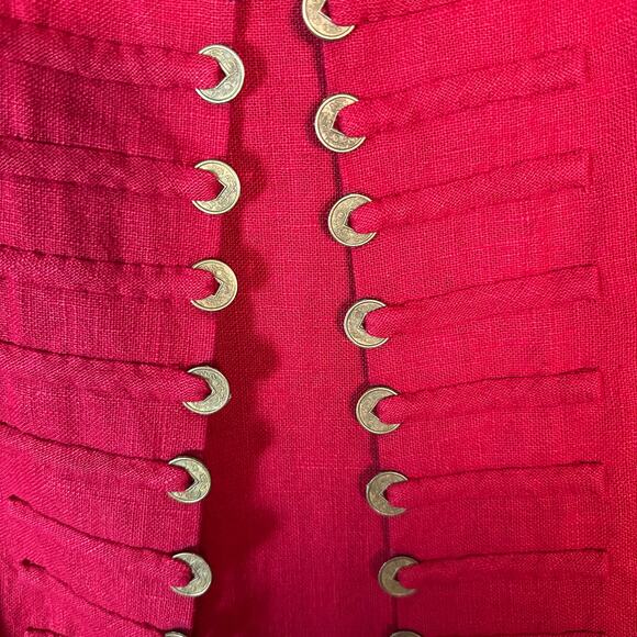 Peacock Ways women’s blazer jacket red black Asian coin button detail - Picture 3 of 9